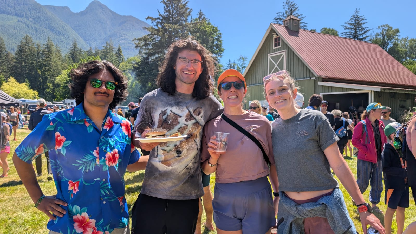 Four Island Endurance runners smiling together at the Kusam Klimb trail race on Vancouver Island